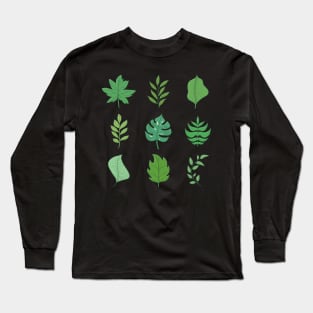 Little Leaves, Green Drawing Long Sleeve T-Shirt